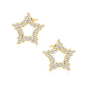 Cercei stele placati cu aur galben din argint si pietre DiAmanti Z1504EG_W-DIA (Argint 925‰ 1,3 g.)